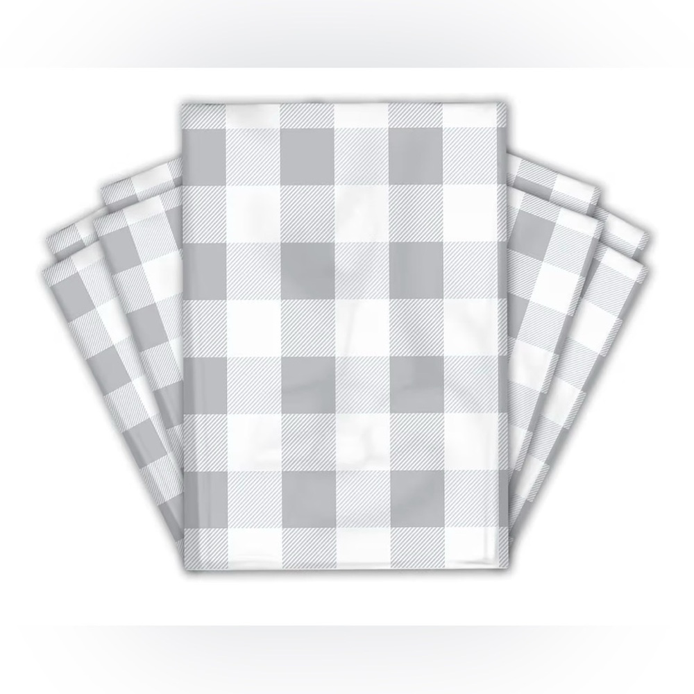 Thank You Polymailers 10x13 Gray Plaid - Picture 2 of 4